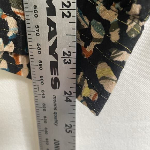 Jane and Delancey Blouse SZ XL Button Down Boho Abstract Gold MetallicThread - Picture 12 of 14